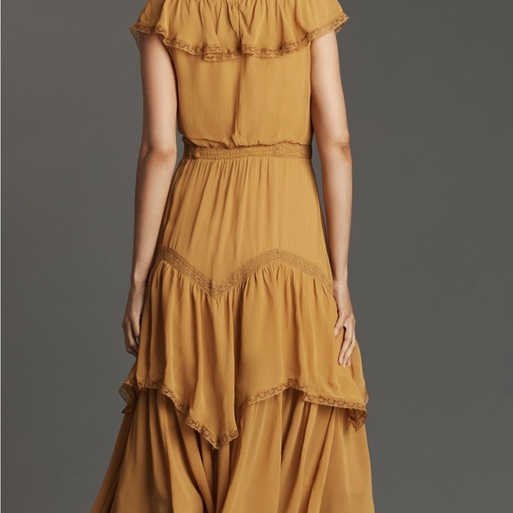 Anthropologie Short-sleeve V-neck Ruffle Midi Dress - Picture 4 of 9